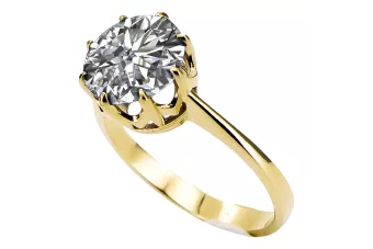 14-кв Желтое золото Циркон Кольцо Винтаж vrc157y